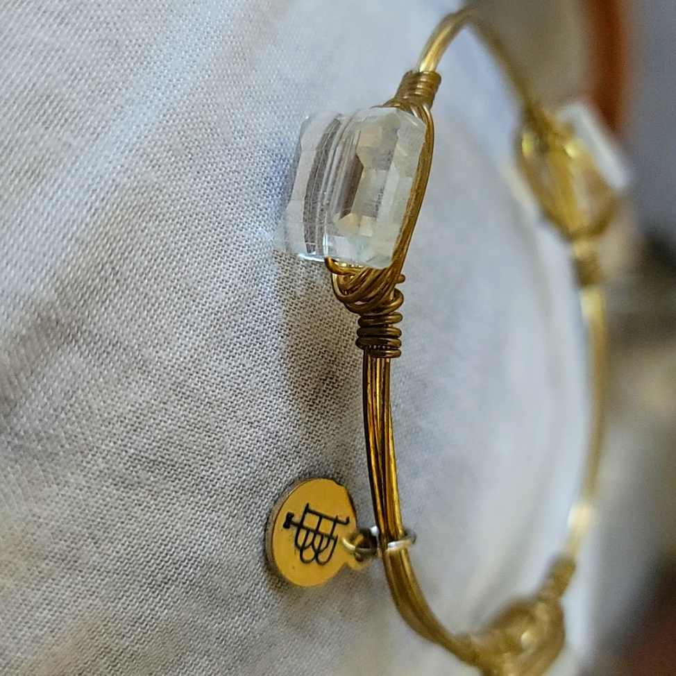Bourbon Bowties Gold Clear Stone Bangle 20$